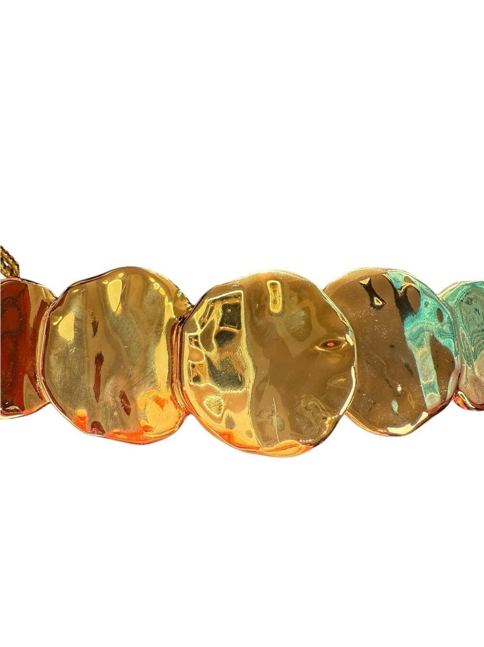 Vintage Accessocraft NYC Gold Hammered Disc Belt Front / Centerpiece 9” — 1970s - Picture 5 of 9